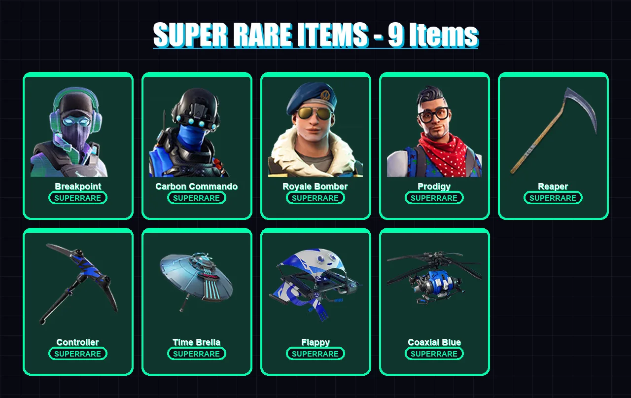 [PS4/PS5/XBOX/PC] | Breakpoint | Carbon Commando | Royale Bomber | Prodigy | Frostbite | 112 skin | 94 pickaxe | 100 emote | 86 glider | Lv1200 — Fortnite account