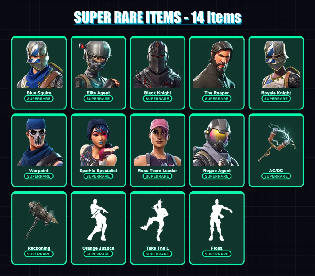 [PC/XBOX] | Blue Squire | Elite Agent | Black Knight | The Reaper | Royale Knight | 64 skin | 38 pickaxe | 47 emote | 37 glider | Lv415