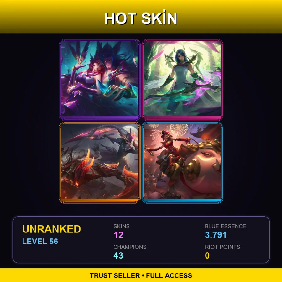 LAS | Lv56 | Unranked | 12 Skin | 43 Champ — LoL account