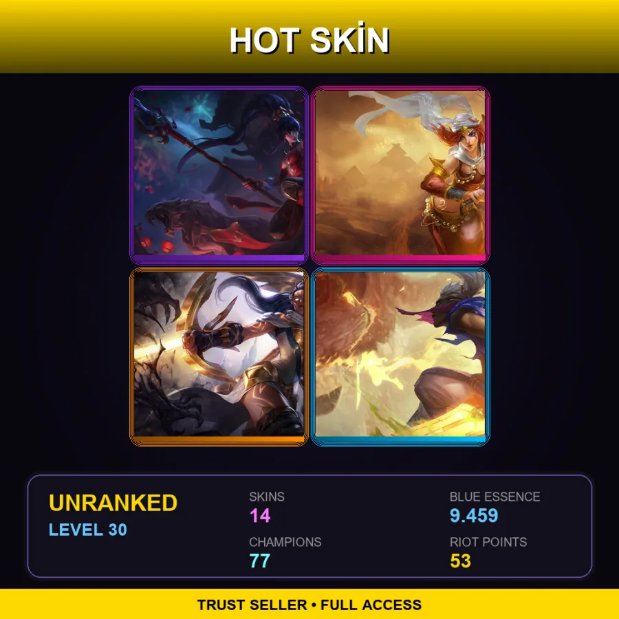 TR | Lv30 | Unranked | 14 Skin | 77 Champ