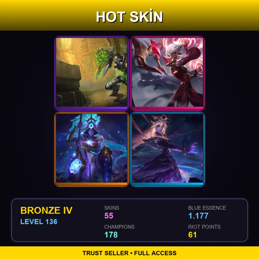 SG | Lv136 | Bronze IV | 55 Skin | 178 Champ