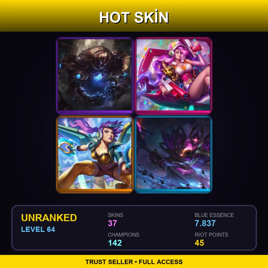 LAS | Lv64 | Unranked | 37 Skin | 142 Champ