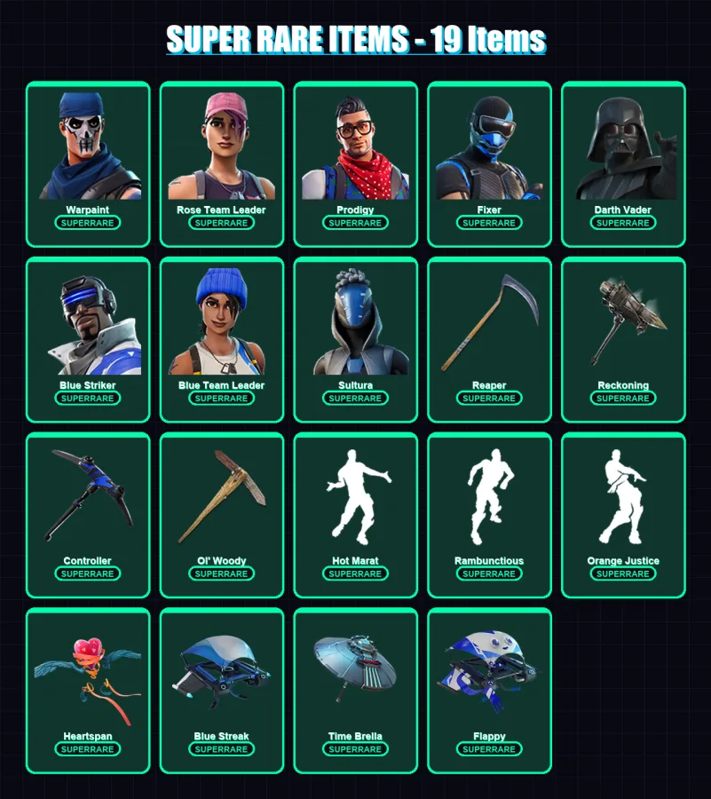 [PC/XBOX/PSN] | Polo Prodigy | Unchained Ramirez | Warpaint | Rose Team Leader | Prodigy | 347 skin | 336 pickaxe | 231 emote | 216 glider | Lv4538