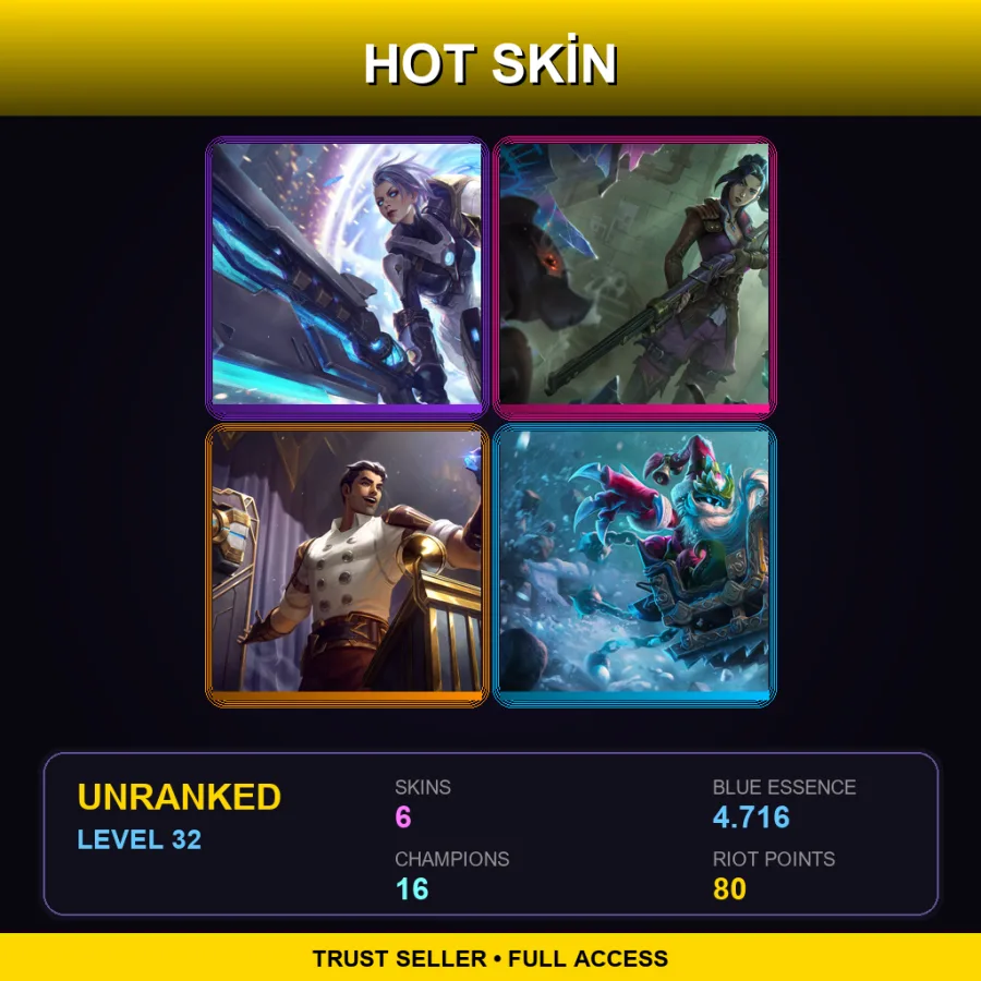 EUW | Lv32 | Unranked | 6 Skin | 16 Champ