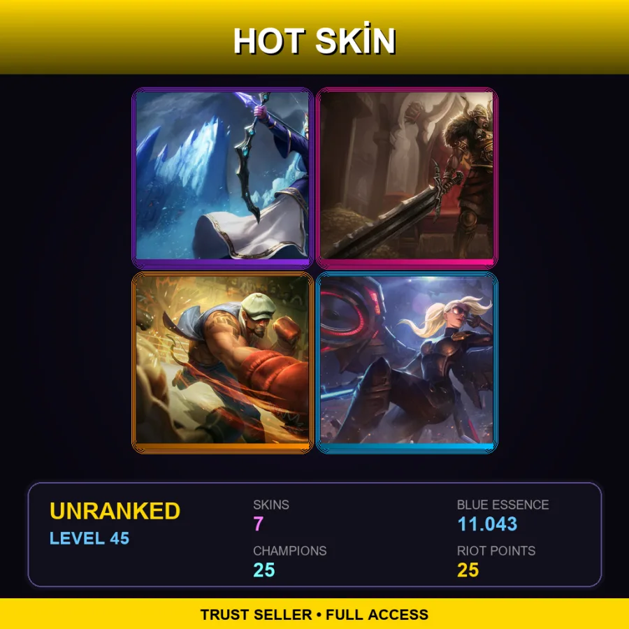 LAS | Lv45 | Unranked | 7 Skin | 25 Champ