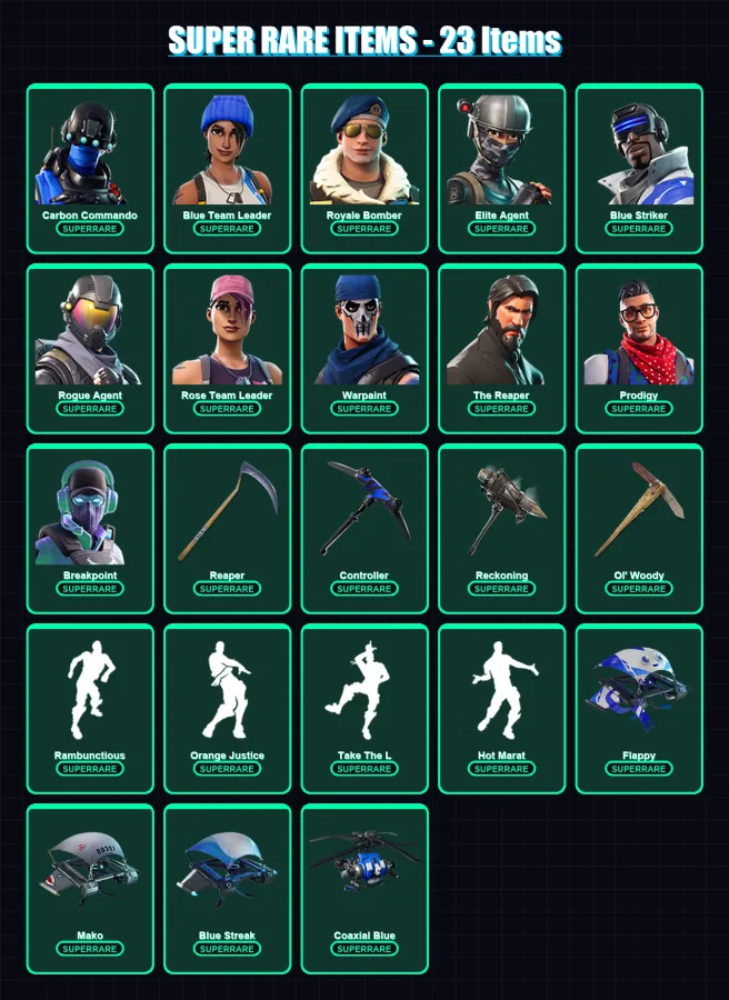 [PS4/PS5/XBOX/PC] | Carbon Commando | Blue Team Leader | Royale Bomber | 129 skin | Lv907