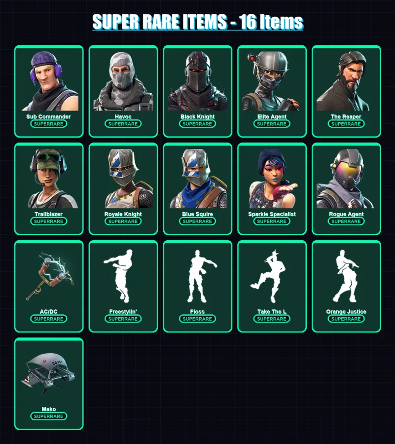 [PS4/PS5/XBOX/PC] | Sub Commander | Havoc | Black Knight | Elite Agent | The Reaper | 28 skin | 28 pickaxe | 37 emote | 35 glider | Lv644 — Fortnite account