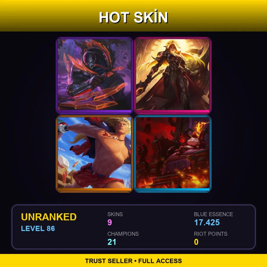LAN | Lv86 | Unranked | 9 Skin | 21 Champ
