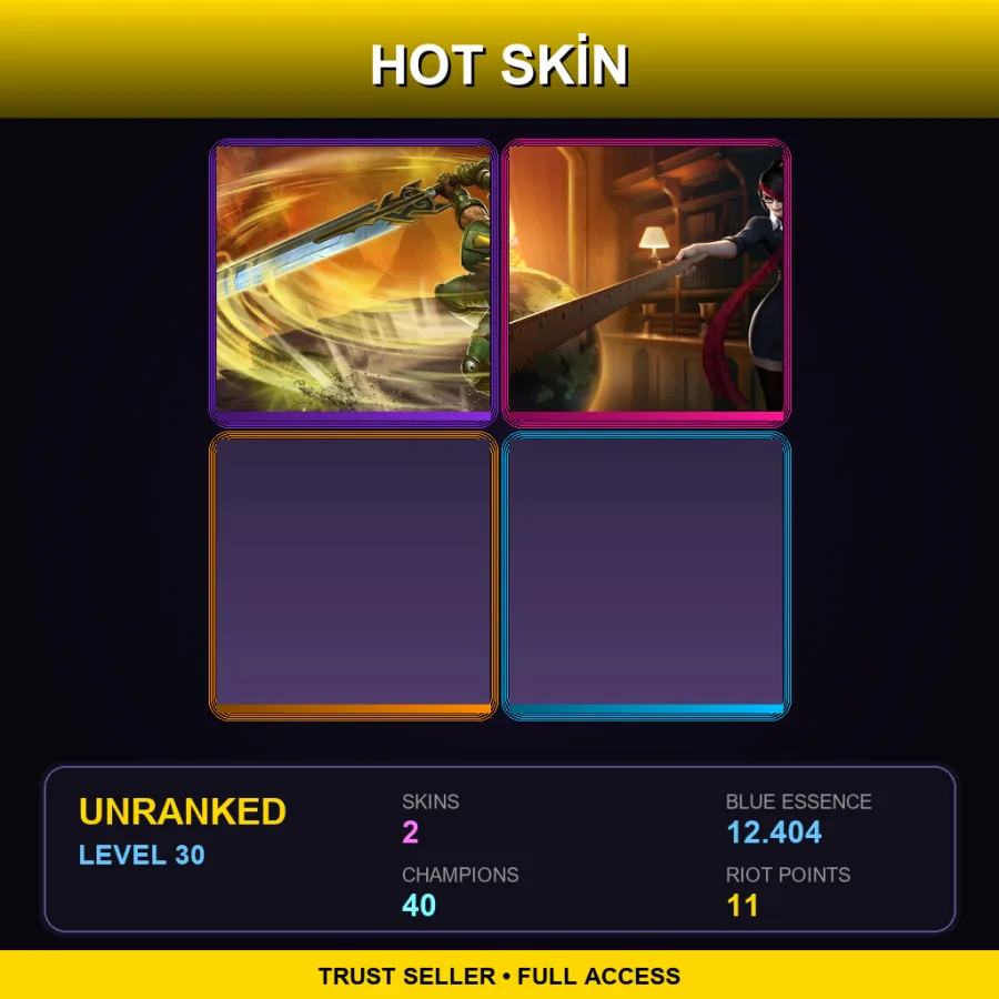 LAN | Commando Garen | Headmistress Fiora | 2 Skin | 40 Champ | Lv30