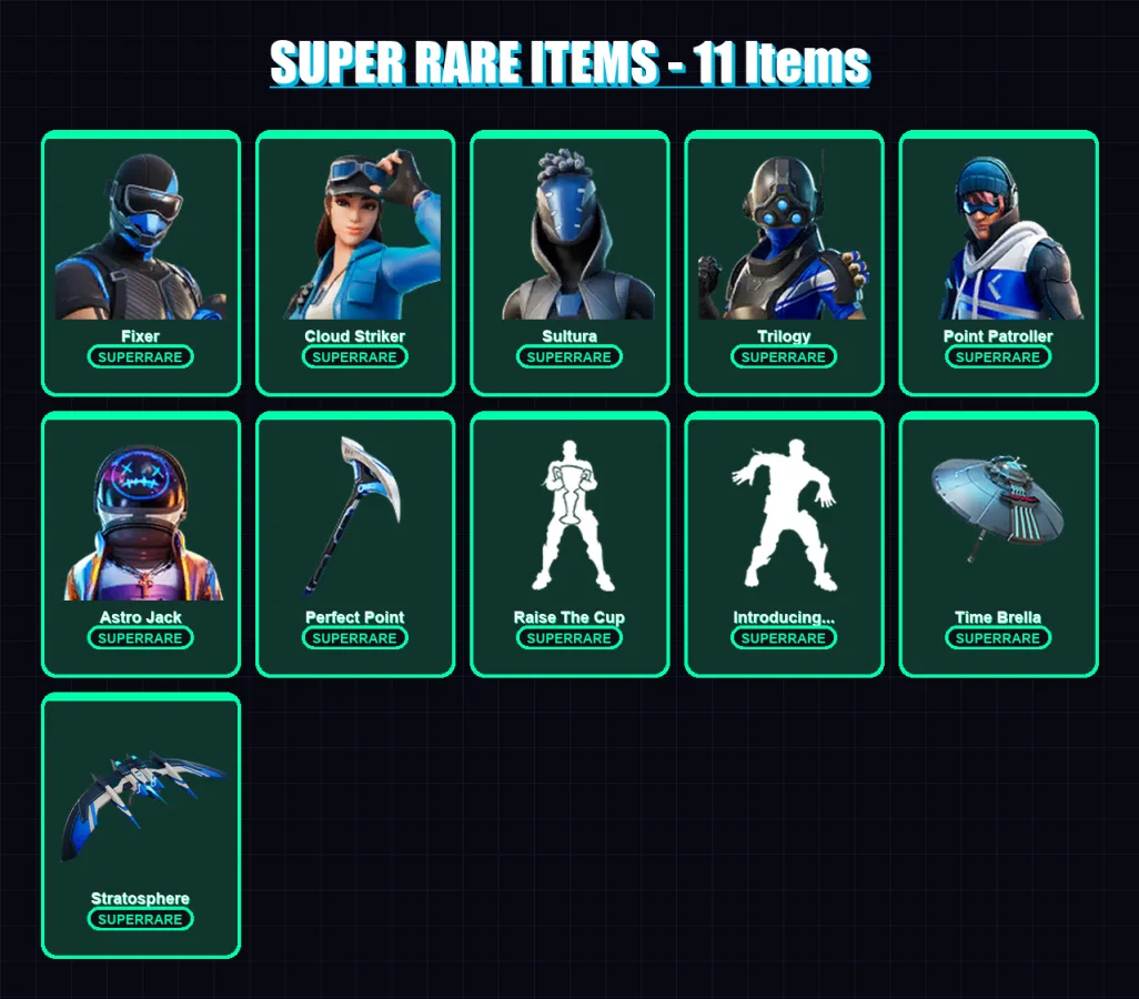 [PC/XBOX] | Fixer | Cloud Striker | Sultura | Trilogy | Point Patroller | 164 skin | 195 pickaxe | 141 emote | 165 glider | Lv2362