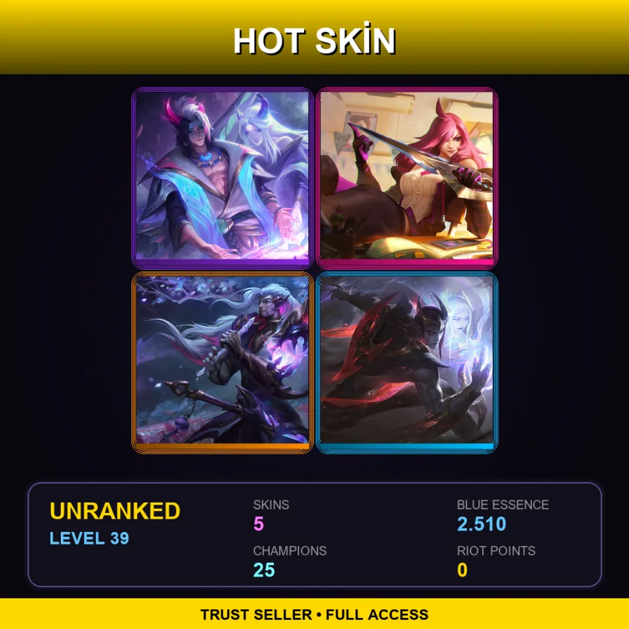 LAN | Spirit Blossom Aphelios | Battle Academia Katarina | Dream Dragon Yasuo | Nightbringer Aphelios | 5 Skin | 25 Champ | Lv39
