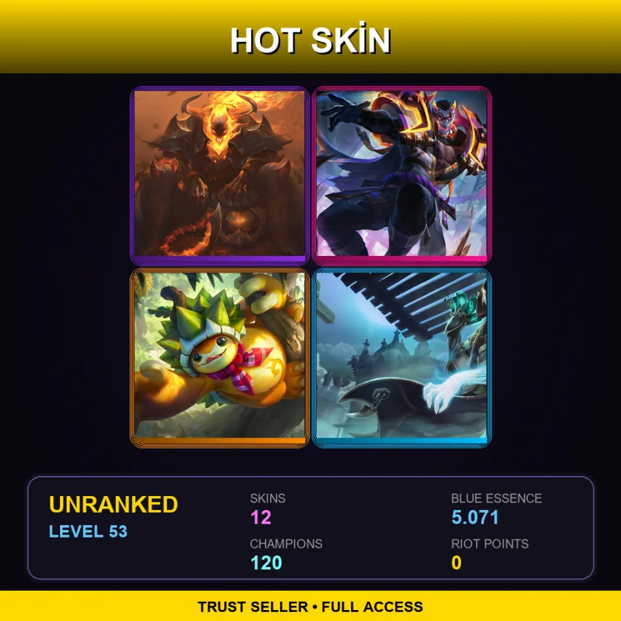VN | Lv53 | Unranked | 12 Skin | 120 Champ