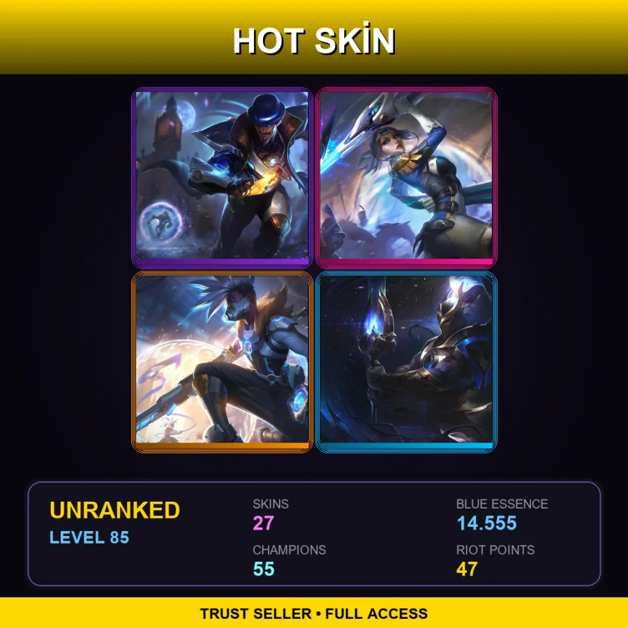 VN | Lv85 | Unranked | 27 Skin | 55 Champ — LoL account