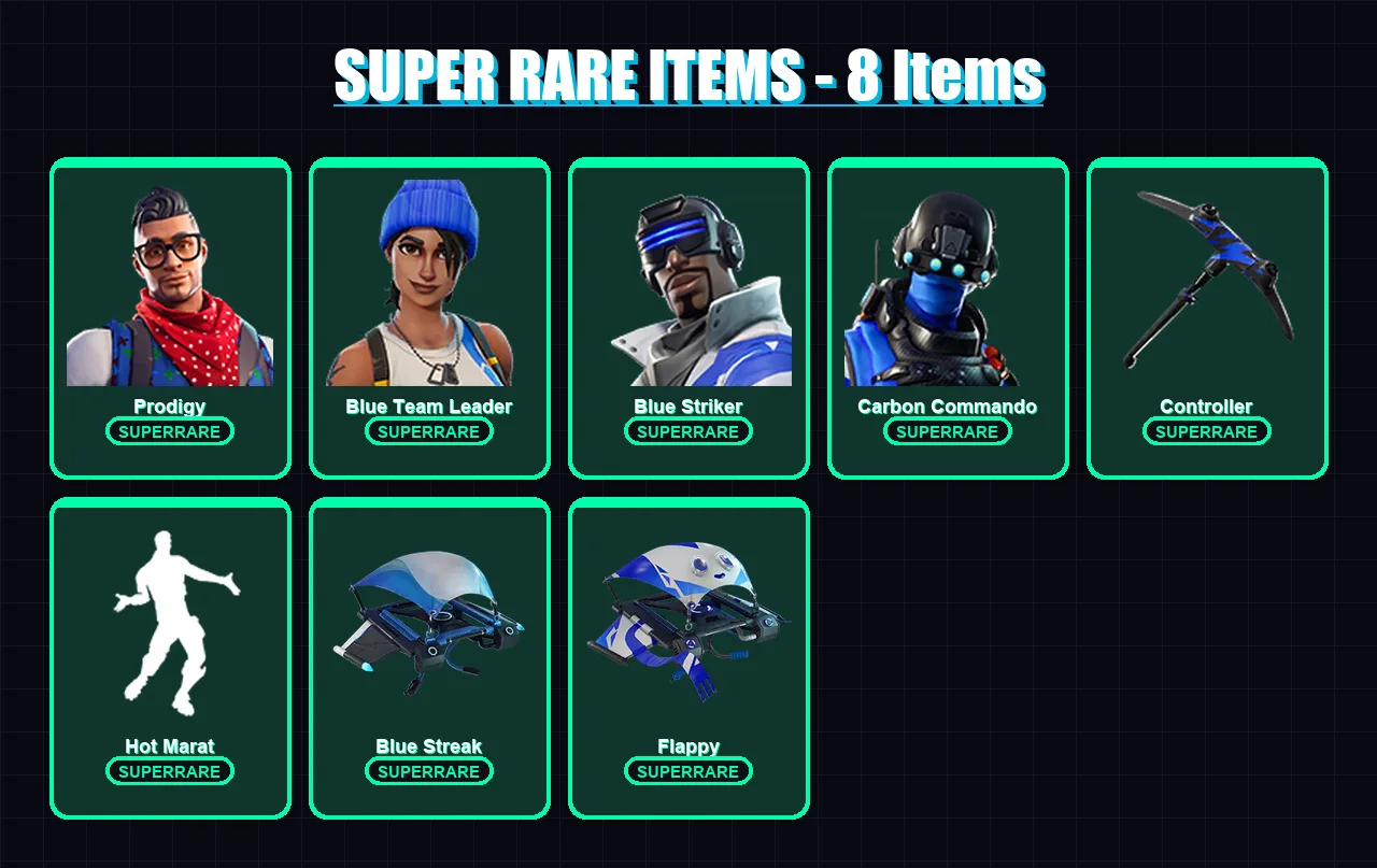 [PS4/PS5/XBOX/PC] | Prodigy | Blue Team Leader | Blue Striker | Carbon Commando | Catalyst | 19 skin | 19 pickaxe | 26 emote | 28 glider | Lv271 — Fortnite account