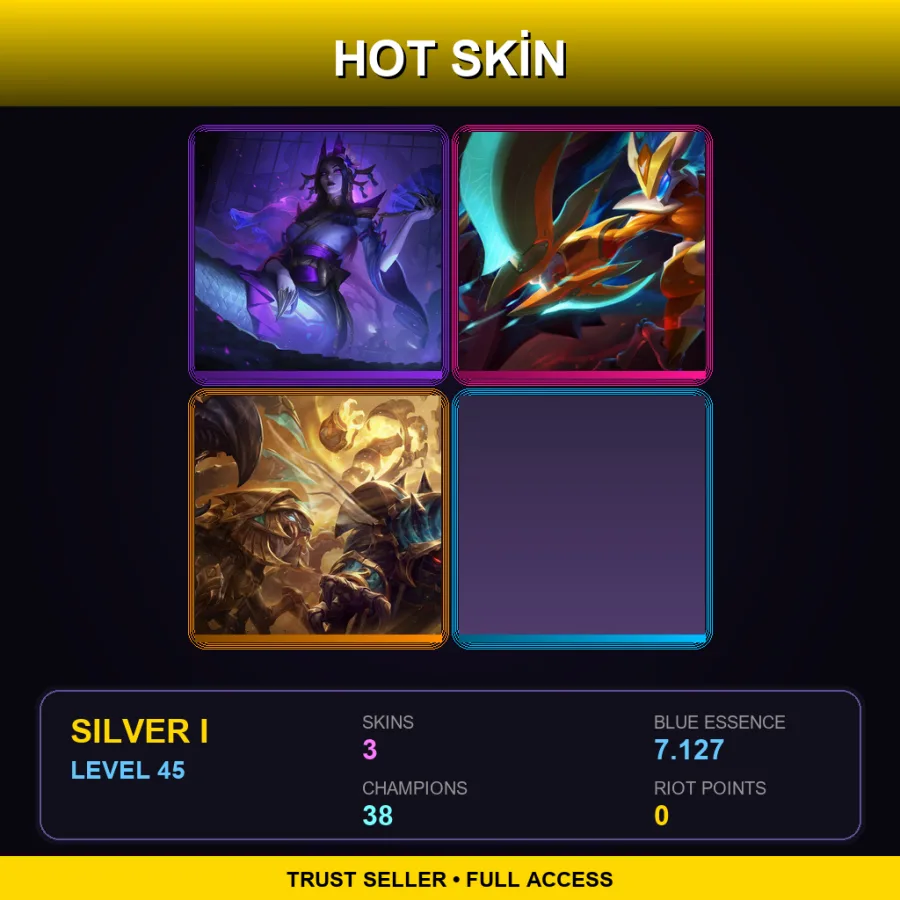 EUW | Lv45 | Silver I | 3 Skin | 38 Champ