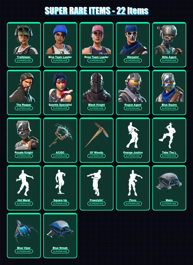 [PS4/PS5/XBOX/PC] | Trailblazer | Blue Team Leader | Rose Team Leader | Warpaint | Elite Agent | 44 skin | 59 pickaxe | 64 emote | 68 glider | Lv862