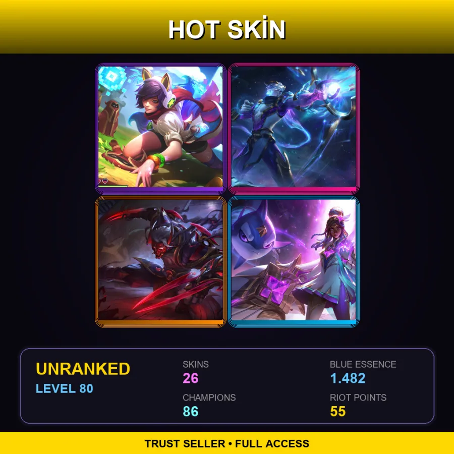 EUNE | Lv80 | Unranked | 26 Skin | 86 Champ — Battle Principal Yuumi