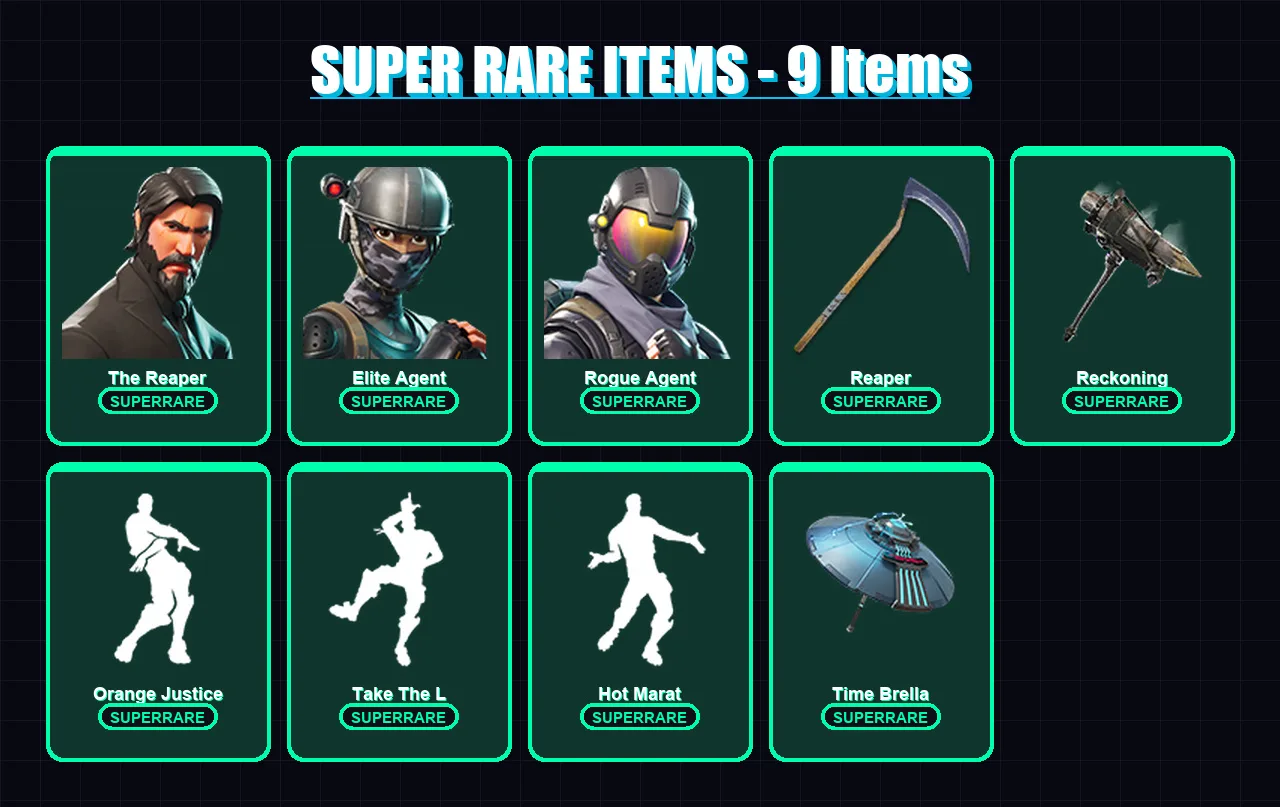 [PC/XBOX] | The Reaper | Elite Agent | Rogue Agent | Valor | Frozen Raven | 106 skin | 93 pickaxe | 101 emote | 84 glider | Lv1126