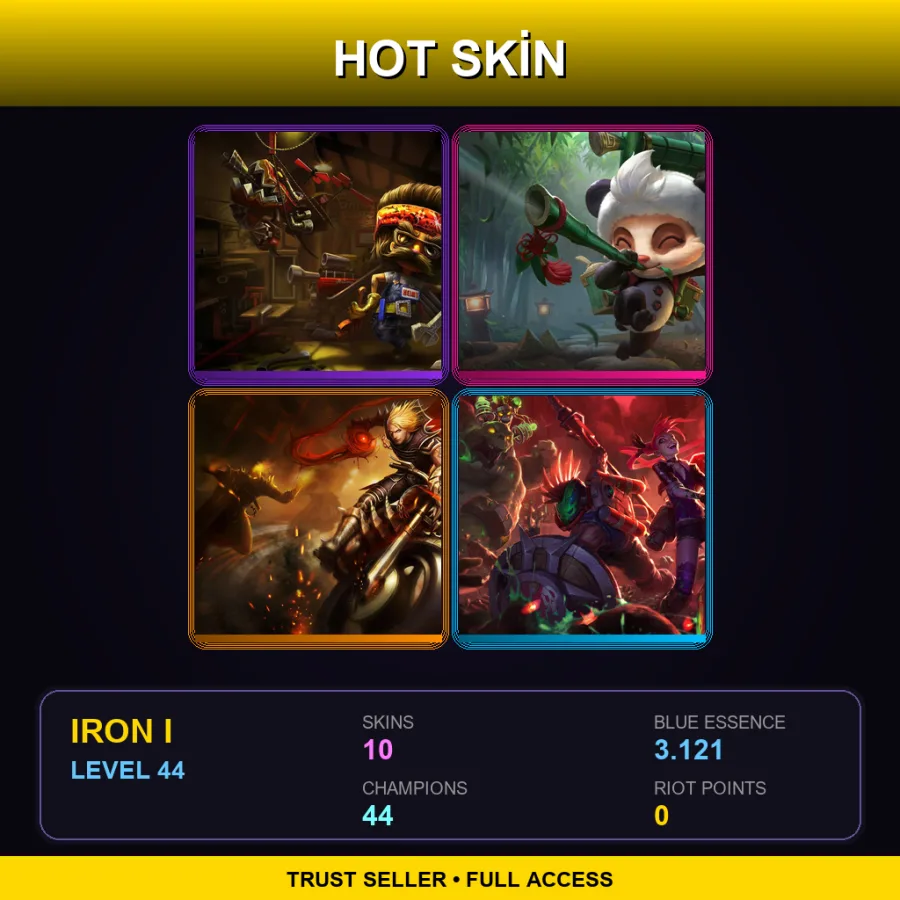 EUNE | Lv44 | Iron I | 10 Skin | 44 Champ — LoL account