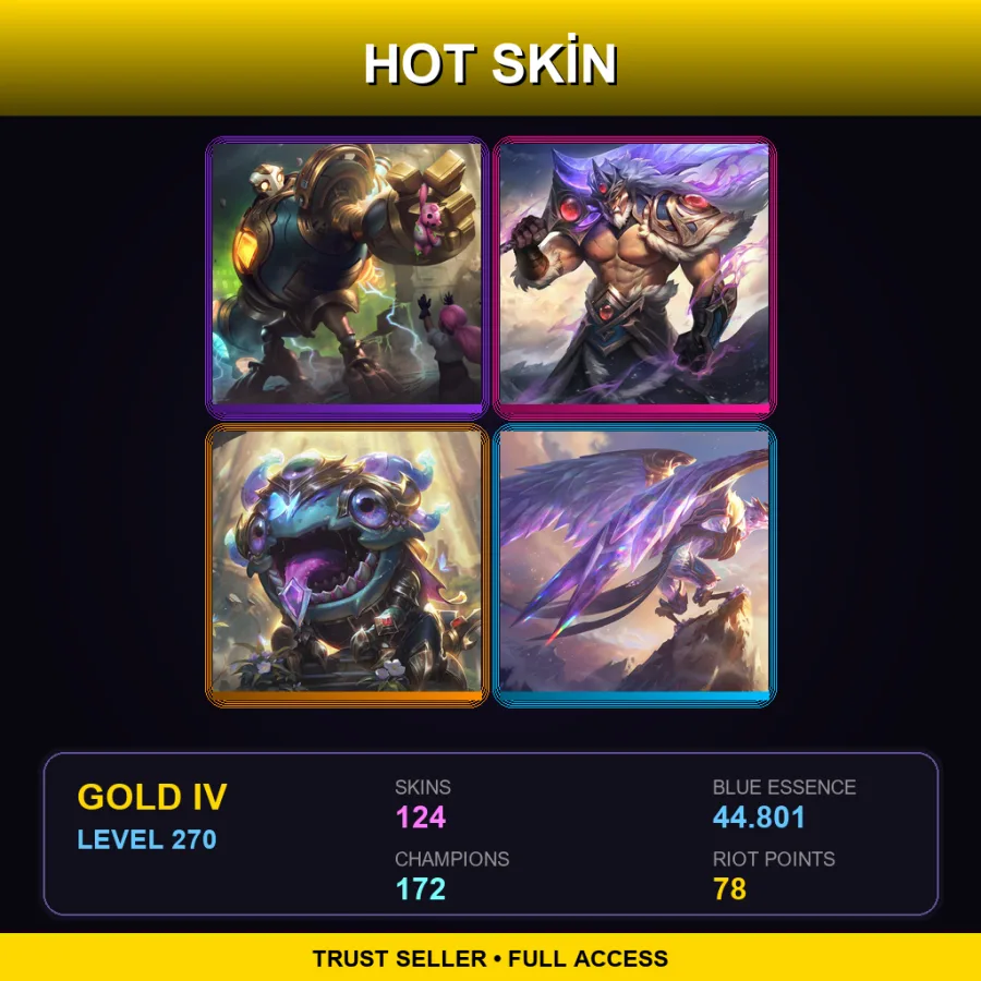 LAN | Lv270 | Gold IV | 124 Skin | 172 Champ