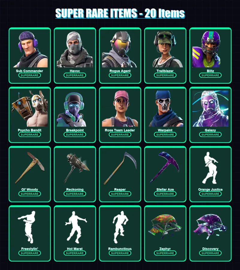 [PC/XBOX/PSN] | Sub Commander | Havoc | Rogue Agent | Trailblazer | Blitz | 134 skin | 80 pickaxe | 83 emote | 59 glider | Lv683 — Fortnite account