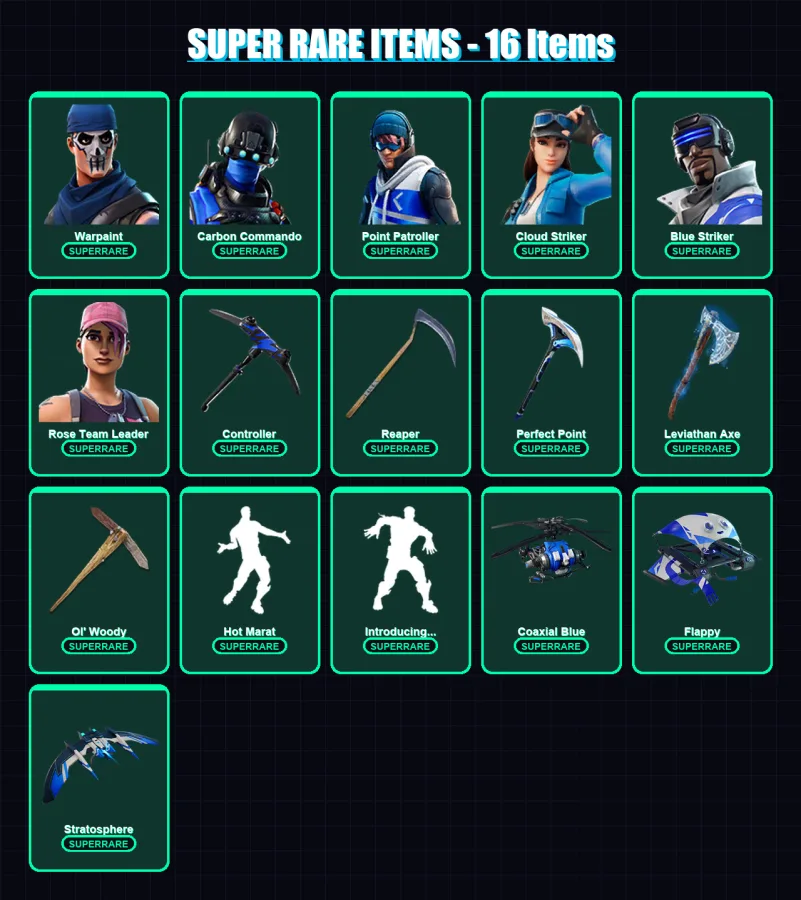 [PS4/PS5/XBOX/PC] | Warpaint | Carbon Commando | Point Patroller | 119 skin | Lv1633 — Fortnite account