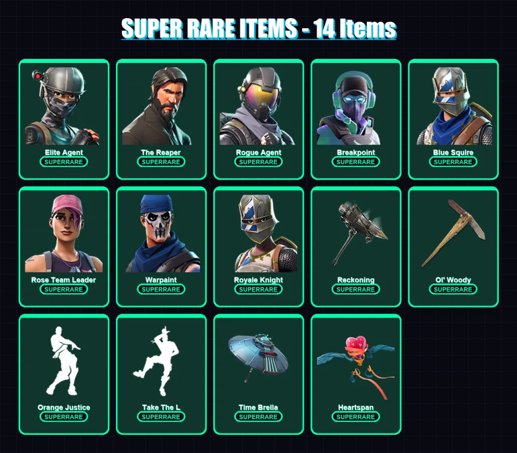 [PC/PSN] | Elite Agent | The Reaper | Rogue Agent | Breakpoint | Blue Squire | 121 skin | 94 pickaxe | 100 emote | 87 glider | Lv1285