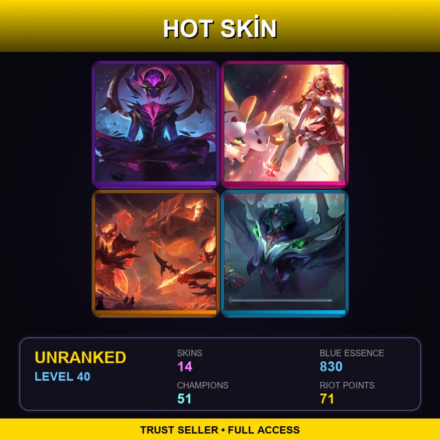 EUNE | Lv40 | Unranked | 14 Skin | 51 Champ