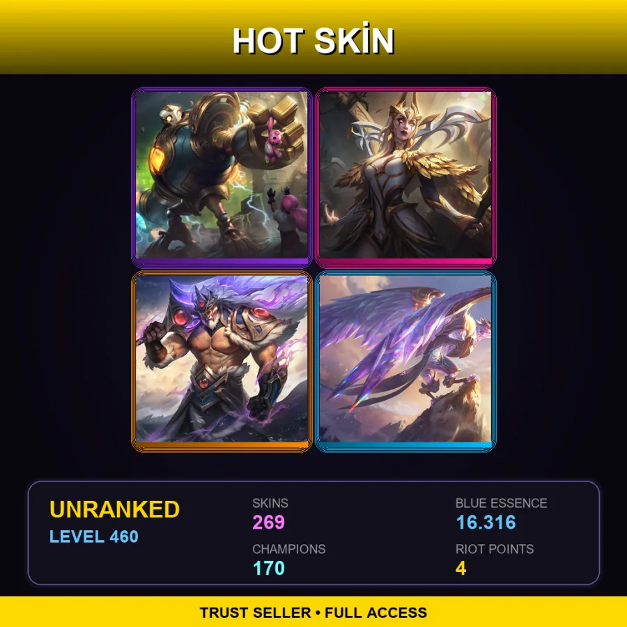 SG | Lv460 | Unranked | 269 Skin | 170 Champ — LoL account