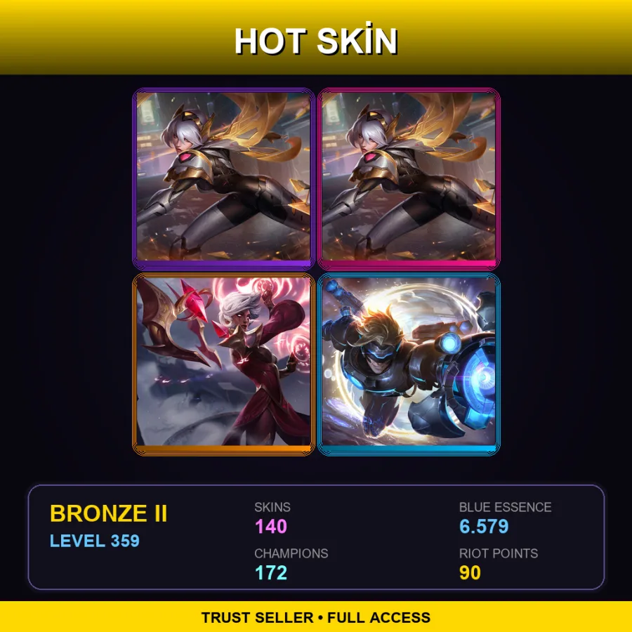 LAS | Lv359 | Bronze II | 140 Skin | 172 Champ — LoL account