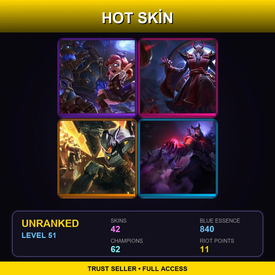 SG | Lv51 | Unranked | 42 Skin | 62 Champ