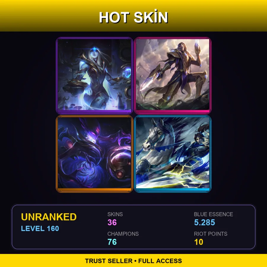 SG | Lv160 | Unranked | 36 Skin | 76 Champ