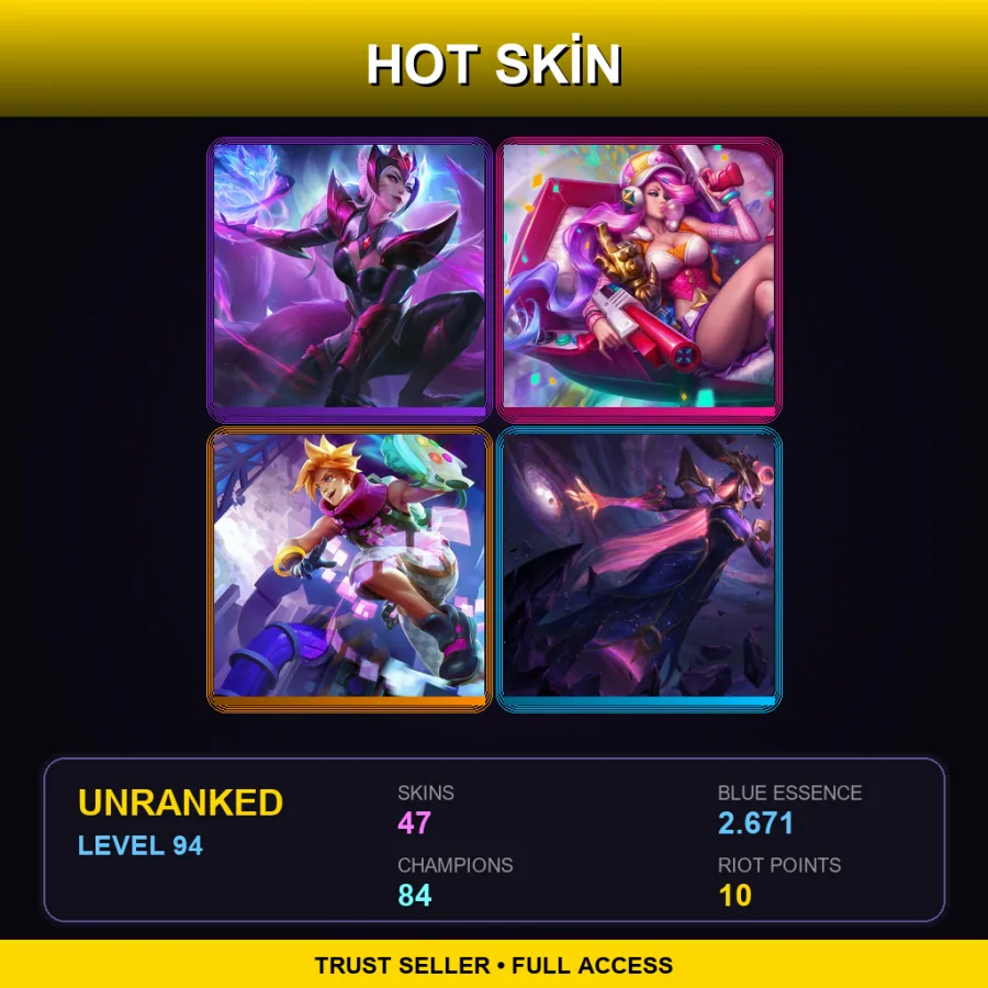 TW | Lv94 | Unranked | 47 Skin | 84 Champ — LoL account