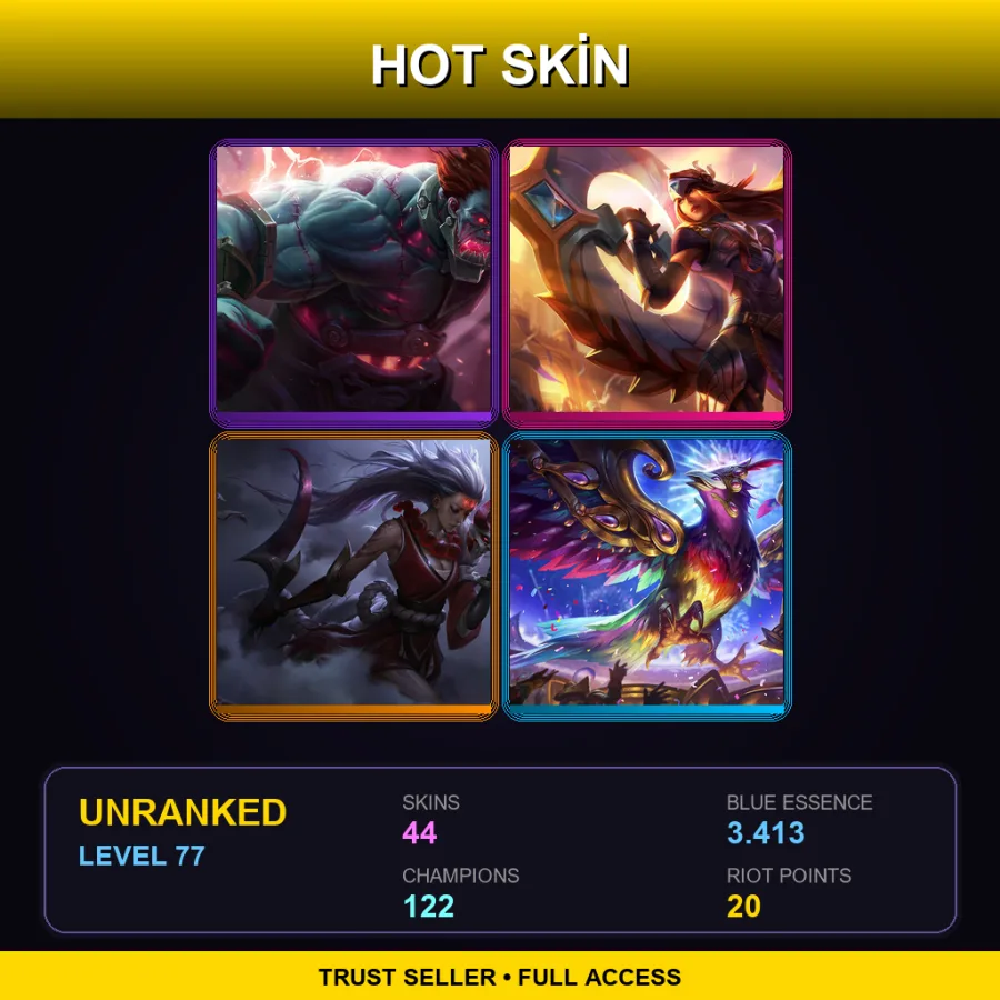 BR | Lv77 | Unranked | 44 Skin | 122 Champ