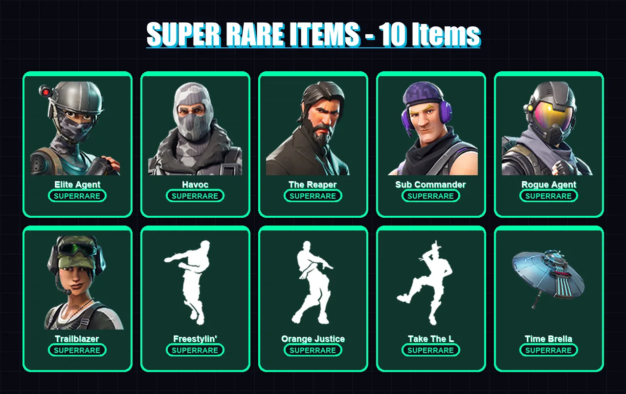 [PC] | Elite Agent | Havoc | The Reaper | Sub Commander | Rogue Agent | 36 skin | 56 pickaxe | 62 emote | 56 glider | Lv840