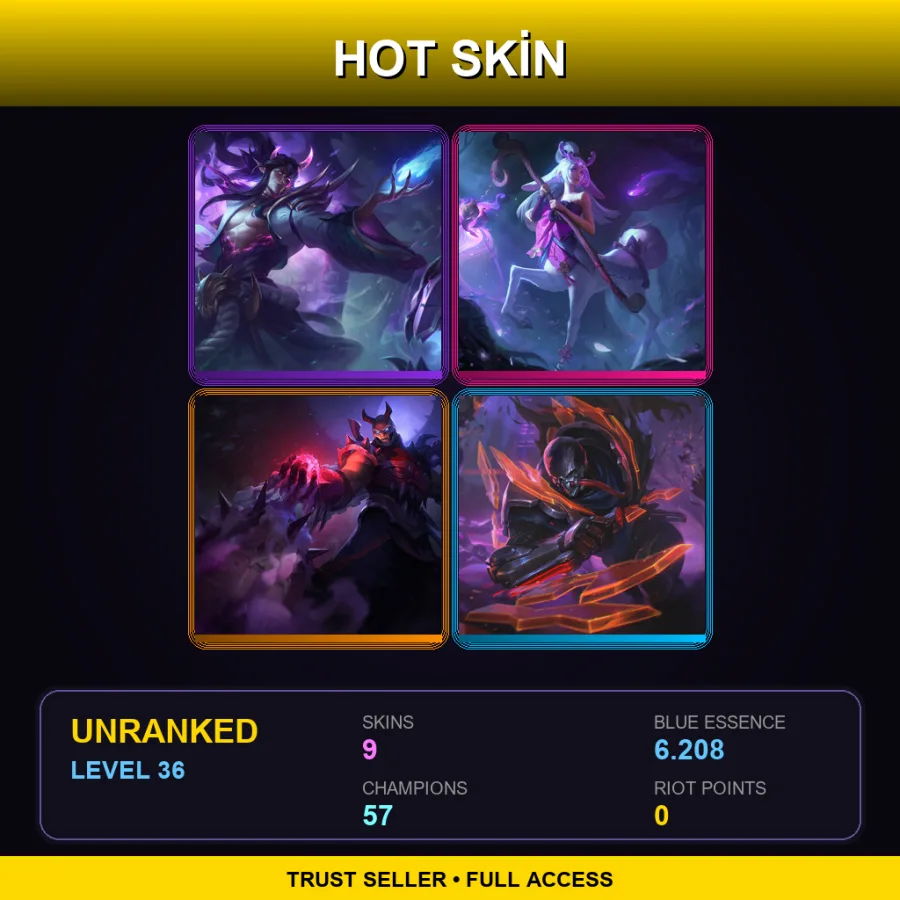 LAS | Lv36 | Unranked | 9 Skin | 57 Champ — Blood Moon Shen