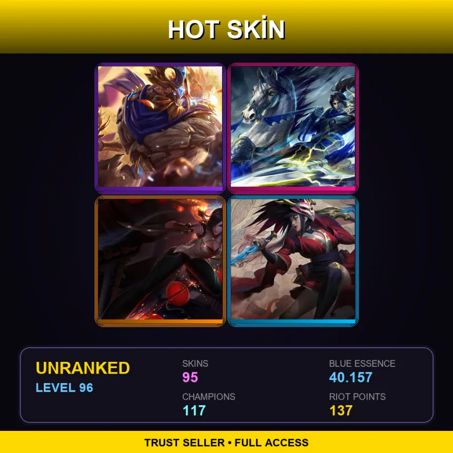 EUW | Lv96 | Unranked | 95 Skin | 117 Champ