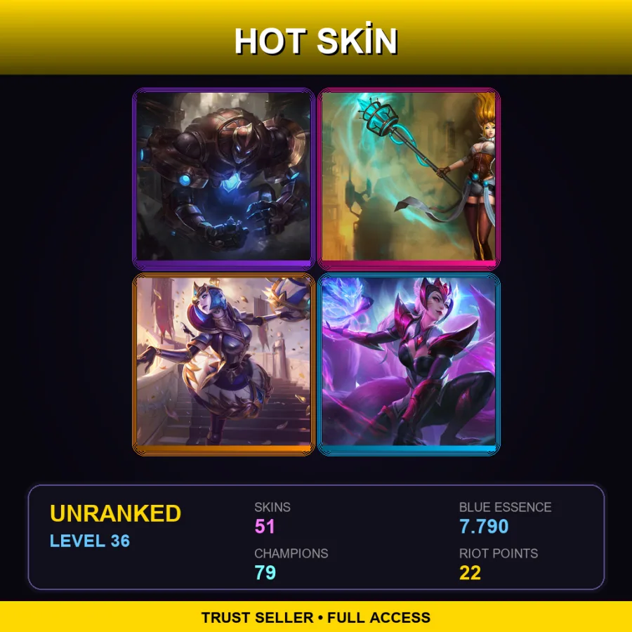 EUW | Hextech Galio | Hextech Janna | Victorious Orianna | Challenger Ahri | 51 Skin | 79 Champ | Lv36