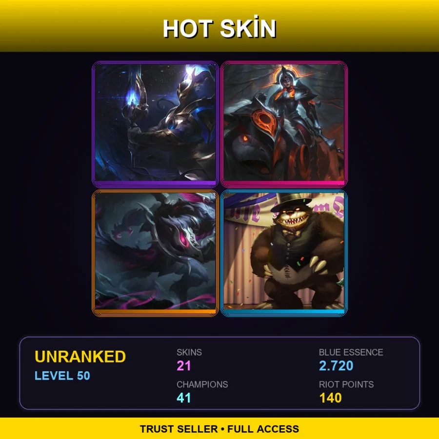 EUW | Lv50 | Unranked | 21 Skin | 41 Champ — LoL account
