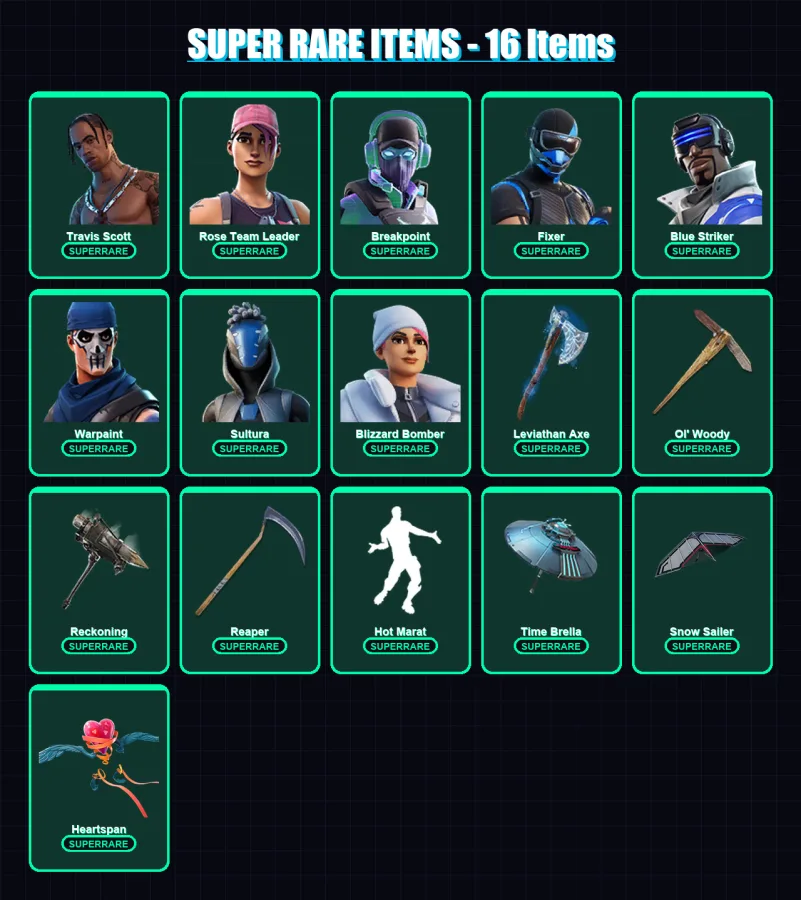 [PS4/PS5/XBOX/PC] | Travis Scott | Rose Team Leader | Breakpoint | Fixer | Blue Striker | 107 skin | 108 pickaxe | 119 emote | 103 glider | Lv1518 — Fortnite account