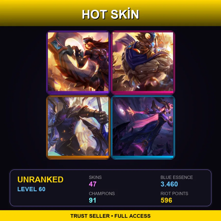 EUW | Lv60 | Unranked | 47 Skin | 91 Champ
