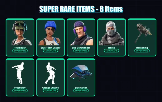 [PC] | Trailblazer | Blue Team Leader | Sub Commander | Havoc | Calamity | 11 skin | 7 pickaxe | 13 emote | 9 glider | Lv170