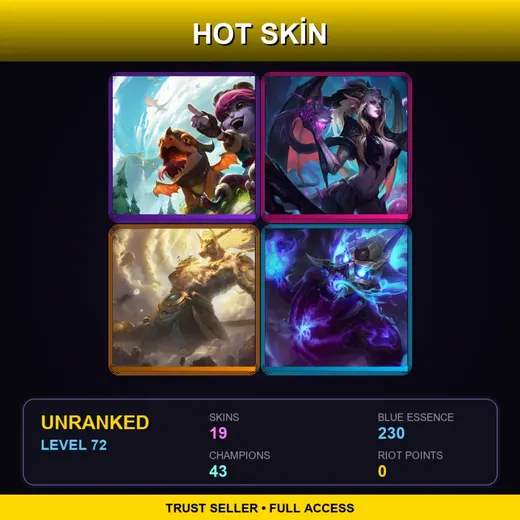 EUNE | Dragon Trainer Tristana | Dragon Sorceress Zyra | Lunar Guardian Nasus | Spirit Fire Brand | 19 Skin | 43 Champ | Lv72 — Blackthorn Morgana