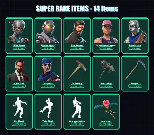 [PC/XBOX] | Elite Agent | Rogue Agent | The Reaper | Rose Team Leader | Blue Squire | 162 skin | 142 pickaxe | 149 emote | 142 glider | Lv1780