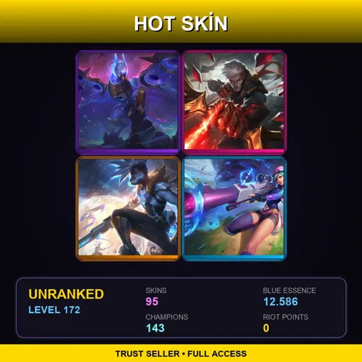 VN | Conqueror Varus | Battle Academia Leona | Cosmic Defender Xin Zhao | Spirit Blossom Kindred | 95 Skin | 143 Champ | Lv172 — Resistance Singed
