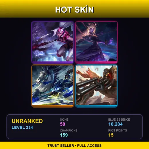 EUW | Challenger Nidalee | Dark Cosmic Lux | High Noon Jhin | Star Guardian Jinx | 58 Skin | 159 Champ | Lv234 — LoL account