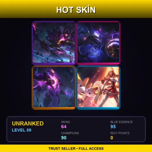 VN | Dark Star Mordekaiser | Dark Star Orianna | Dark Star Xerath | Star Guardian Miss Fortune | 64 Skin | 90 Champ | Lv89