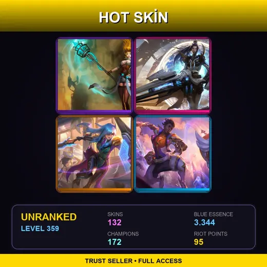 LAN | Hextech Janna | Battle Academia Leona | Star Guardian Ekko | Spirit Blossom Yasuo | 132 Skin | 172 Champ | Lv359