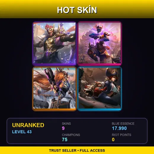 BR | Victorious Draven | Three Honors Malzahar | Battle Bunny Miss Fortune | Waterloo Miss Fortune | 9 Skin | 75 Champ | Lv43