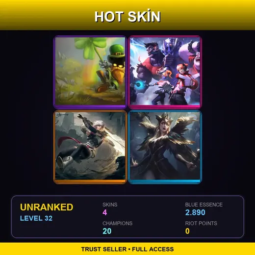 LAN | Leprechaun Veigar | TPA Orianna | Sentinel Riven | Coven LeBlanc | 4 Skin | 20 Champ | Lv32 — LoL account
